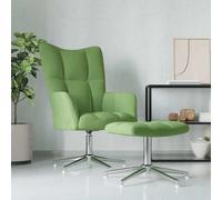 Sillón de relax con reposapiés, color verde claro, tapizado en terciopelo, marca vidaXL