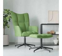 vidaXL Sillón de relax con taburete terciopelo verde claro