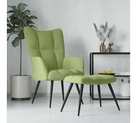 vidaXL Sillón de relax con taburete terciopelo verde claro