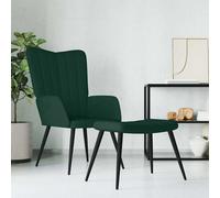 vidaXL Sillón de relax con taburete terciopelo verde oscuro