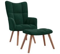 vidaXL Sillón de relax con taburete terciopelo verde oscuro