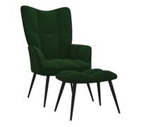 Vidaxl sillón de relax con taburete terciopelo verde oscuro