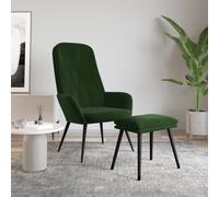Vidaxl Sillón de Relax con Taburete Terciopelo Gris Claro Dark green