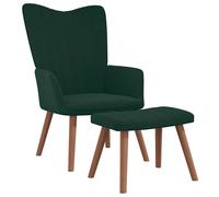 vidaXL Sillón de relax con taburete terciopelo verde oscuro