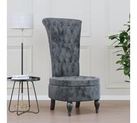 vidaXL Sillón de Respaldo Alto Silla Tapizada con Botones Terciopelo Gris oscuro