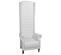 vidaXL Sillón de respaldo alto cuero sintético blanco