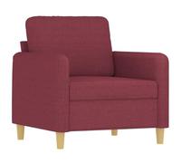 vidaXL Sillón individual tapizado con reposabrazos y respaldo, Tela rojo tinto