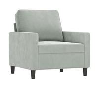 Vidaxl sillón de terciopelo gris claro 60 cm