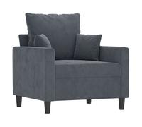 Sillón vidaXL, color gris oscuro, 60 cm, tapizado en terciopelo
