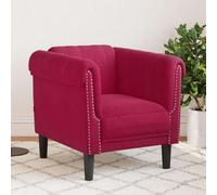 vidaXL Sillón de terciopelo rojo tinto