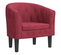 vidaXL Sillón Butaca de relax con respaldo y reposabrazos Terciopelo Rojo tinto