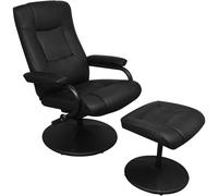vidaXL Sillón de TV con reposapiés cuero sintético sintético negro
