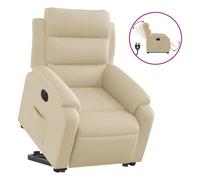 vidaXL Sillón eléctrico reclinable elevable de tela color crema