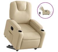 vidaXL Sillón eléctrico reclinable elevable de tela color crema