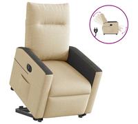 vidaXL Sillón eléctrico reclinable elevable de tela color crema