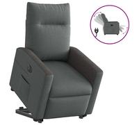 vidaXL Sillón eléctrico reclinable elevable de tela gris oscuro