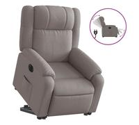 Vidaxl sillón eléctrico reclinable elevable de tela gris taupe
