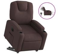 vidaXL Sillón eléctrico reclinable elevable de tela marrón oscuro
