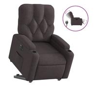Vidaxl sillón eléctrico reclinable elevable de tela marrón oscuro