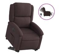Vidaxl sillón eléctrico reclinable elevable de tela marrón oscuro