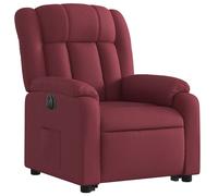 vidaXL Sillón eléctrico reclinable elevable de tela rojo tinto