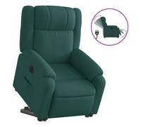 vidaXL Sillón eléctrico reclinable elevable de tela verde oscuro