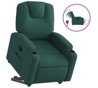 vidaXL Sillón eléctrico reclinable elevable de tela verde oscuro