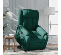 vidaXL Sillón eléctrico reclinable elevable de tela verde oscuro