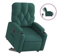 Vidaxl sillón eléctrico reclinable elevable de tela verde oscuro