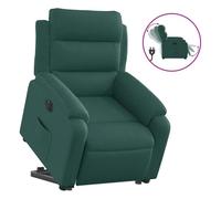 Vidaxl sillón eléctrico reclinable elevable de tela verde oscuro