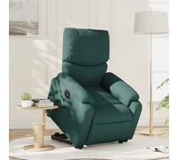 Sillón Eléctrico Reclinable Elevable De Tela Verde Oscuro Vidaxl