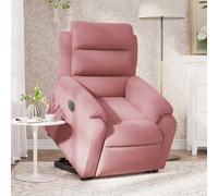 vidaXL Sillón elevador eléctrico reclinable, color rosa, de terciopelo