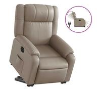 Vidaxl sillón elevable eléctrico cuero artificial capuchino