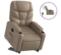 vidaXL Sillón elevable eléctrico cuero artificial capuchino