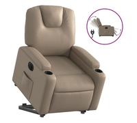 vidaXL Sillón elevable eléctrico cuero artificial capuchino