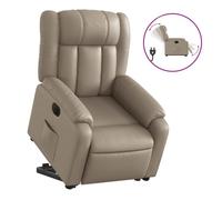 Vidaxl sillón elevable eléctrico cuero artificial capuchino