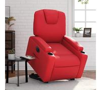 Vidaxl sillón elevable eléctrico cuero artificial rojo