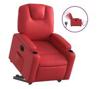 Vidaxl sillón elevable eléctrico cuero artificial rojo