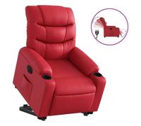 Vidaxl sillón elevable eléctrico cuero artificial rojo