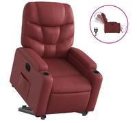 vidaXL Sillón elevable eléctrico cuero artificial rojo tinto