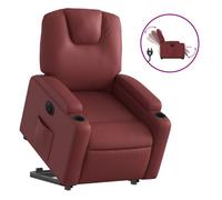 vidaXL Sillón elevable eléctrico cuero artificial rojo tinto
