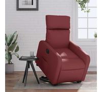 vidaXL Sillón elevable eléctrico cuero artificial rojo tinto