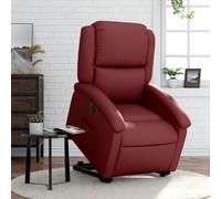 vidaXL Sillón elevable eléctrico cuero artificial rojo tinto