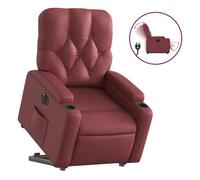 Vidaxl sillón elevable eléctrico cuero artificial rojo tinto