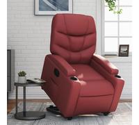 vidaXL Sillón elevable eléctrico cuero artificial rojo tinto