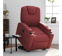 vidaXL Sillón elevable eléctrico cuero artificial rojo tinto
