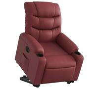 vidaXL Sillón Elevable Eléctrico, Silla con Respaldo, Sillón Orejero Ajustable, Asiento para Personas Mayores, Cuero Artificial Rojo Tinto