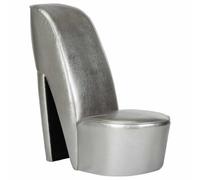 vidaXL Sillón Forma de Zapato Tacón Cuero Sintético Mobiliario Casa Estructura Robusta Duradera Elegante Tapizado Suave Cómodo Estabilidad Plateado