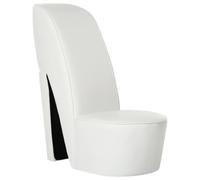 vidaXL Sillón Forma Zapato Tacón Cuero Sintético Mobiliario Decoración Estructura Robusta Duradera Elegante Tapizado Suave Cómodo Estabilidad Blanco
