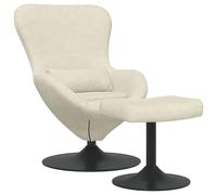 vidaXL Sillón huevo de terciopelo con puff y reposapiés Multicolor Crema